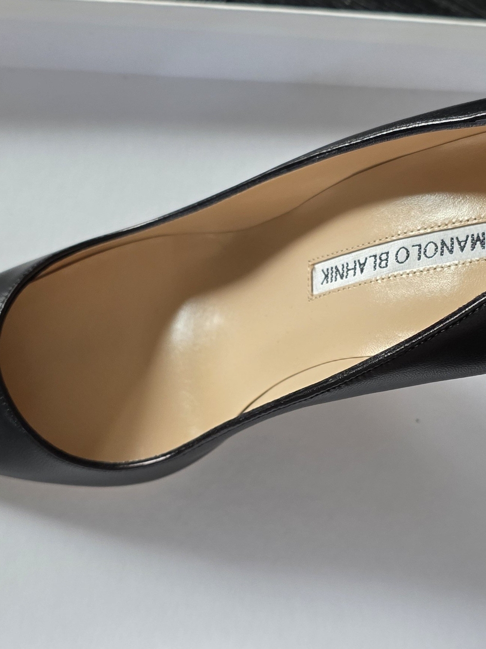 Manolo Blahnik Black Leather Pointed Pump